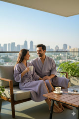 Waffle Cotton Premium Plain Style Unisex Bathrobe - Free Size