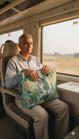 Handblock Printed Quilted Tote Bag with concealed zip ( 17x18x 6 inches)