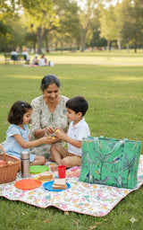Handblock Printed Quilted Tote Bag with concealed zip ( 17x18x 6 inches)