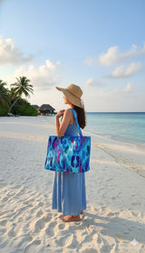 Handblock Printed Quilted Tote Bag with concealed zip ( 17x18x 6 inches)