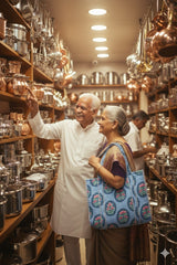Handblock Printed Quilted Tote Bag without zip/button 17x18x 6 inches