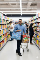 Handblock Printed Quilted Tote Bag without zip/button 17x18x 6 inches