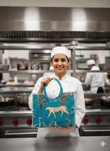 Handblock Printed Cotton Tote Bag with Unique Moon-Shaped Handle- 14x14x6 inches