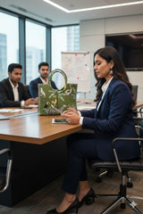 Handblock Printed Cotton Tote Bag with Unique Moon-Shaped Handle- 14x14x6 inches