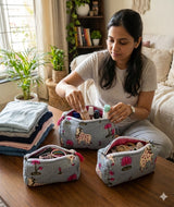 Set of 3 cosmetic bag/pouches with waterproof lining