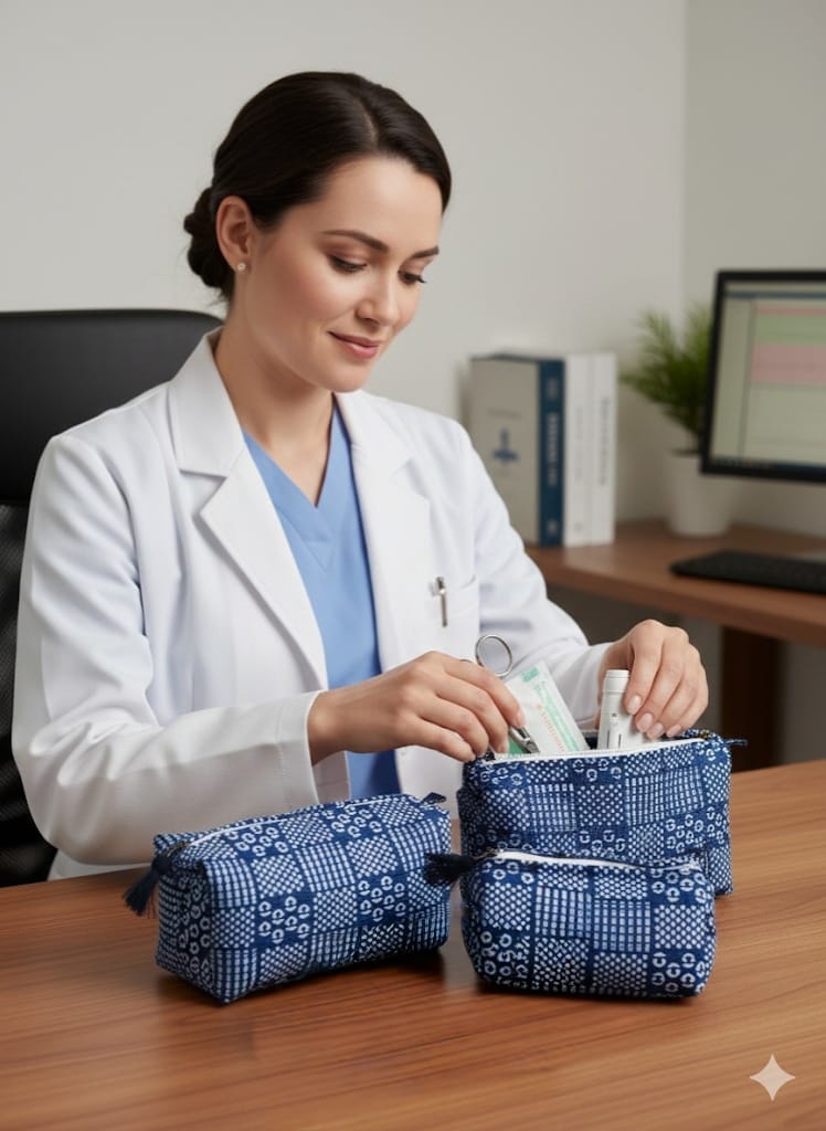 Set of 3 cosmetic bag/pouches with waterproof lining