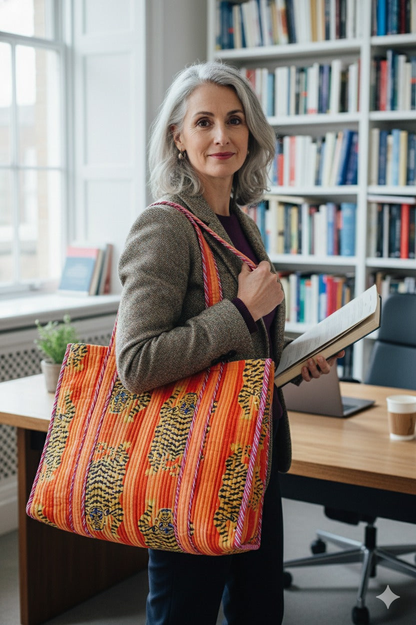 Velvet Tote Bag without Zip with Long Handle 17x18x 6 Inches