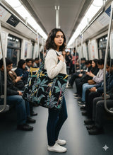 Velvet Tote Bag without Zip with Long Handle 17x18x 6 Inches