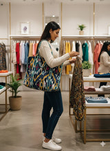 Velvet Tote Bag without Zip with Long Handle 17x18x 6 Inches