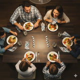 Drawstring bag with 6 hand block printed cotton table napkins