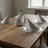 Drawstring bag with 6 hand block printed cotton table napkins