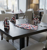 Drawstring bag with 6 hand block printed cotton table napkins