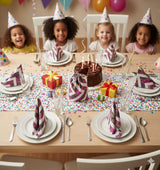 Drawstring bag with 6 hand block printed cotton table napkins