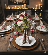 Drawstring bag with 6 hand block printed cotton table napkins