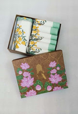Cotton Handblock Printed Canvas Cotton Table Runner & Set Of 6 Mats with Gift Box