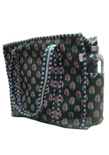 Handblock Printed Quilted Tote Bag with concealed zip ( 17x18x 6 inches)