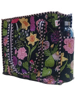Handblock Printed Quilted Tote Bag with concealed zip ( 17x18x 6 inches)