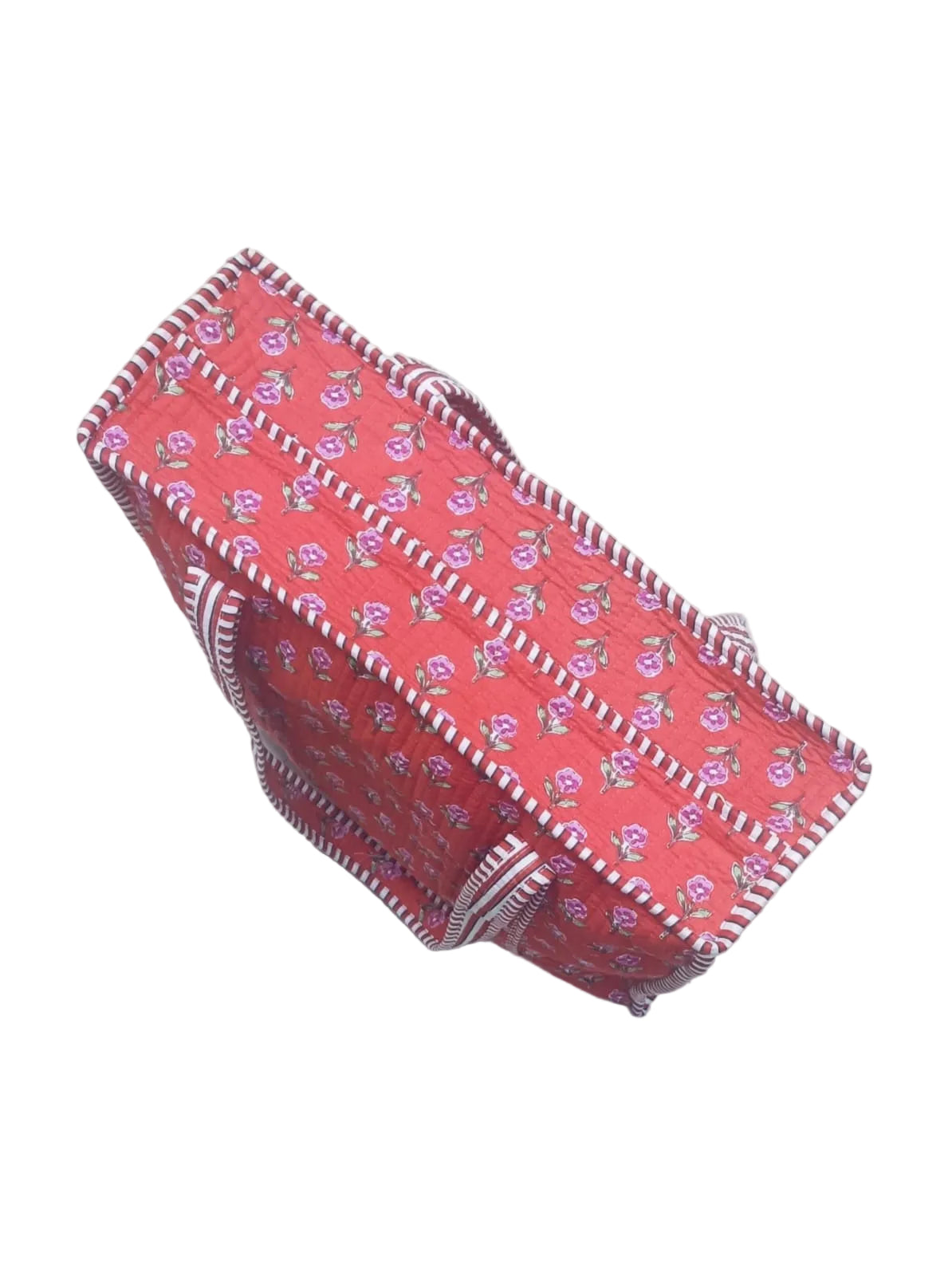 Handblock Printed Quilted Tote Bag with concealed zip ( 17x18x 6 inches)