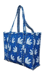 Handblock Printed Quilted Tote Bag without zip/button 17x18x 6 inches