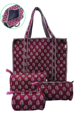 Cotton Tote Bag with Zip & Pouch Combo