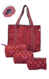 Cotton Tote Bag with Zip & Pouch Combo