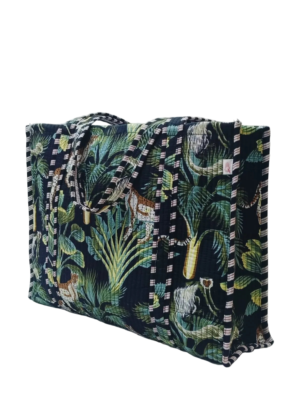 Handblock Printed Quilted Tote Bag without zip/button 17x18x 6 inches