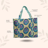 Handblock Printed Quilted Tote Bag without zip/button 17x18x 6 inches