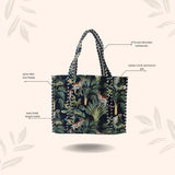 Handblock Printed Quilted Tote Bag without zip/button 17x18x 6 inches