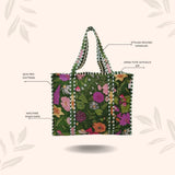 Handblock Printed Quilted Tote Bag without zip/button 17x18x 6 inches