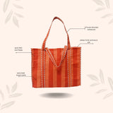 Handblock Printed Quilted Tote Bag without zip/button 17x18x 6 inches