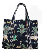 Handblock Printed Quilted Tote Bag without zip/button 17x18x 6 inches