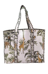 Handblock Printed Quilted Tote Bag without zip/button 17x18x 6 inches