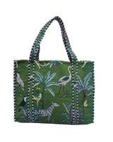 Handblock Printed Quilted Tote Bag without zip/button 17x18x 6 inches