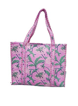 Handblock Printed Quilted Tote Bag without zip/button 17x18x 6 inches