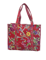 Handblock Printed Quilted Tote Bag without zip/button 17x18x 6 inches
