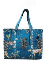 Handblock Printed Quilted Tote Bag without zip/button 17x18x 6 inches