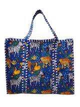 Handblock Printed Quilted Tote Bag without zip/button 17x18x 6 inches