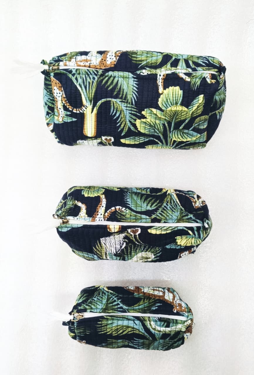 Set of 3 cosmetic bag/pouches with waterproof lining