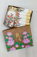 Cotton Handblock Printed Canvas Cotton Table Runner & Set Of 6 Mats with Gift Box