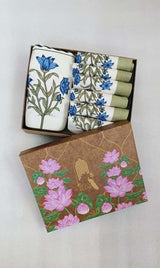Cotton Handblock Printed Canvas Cotton Table Runner & Set Of 6 Mats with Gift Box