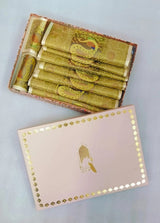 Diwali Gift Box with Banarasi Zari Table Runner, Set Of 6 Mats, 6 coaster