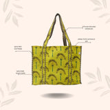Handblock Printed Quilted Tote Bag without zip/button 17x18x 6 inches