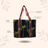 Handblock Printed Quilted Tote Bag without zip/button 17x18x 6 inches