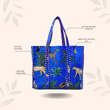 Handblock Printed Quilted Tote Bag without zip/button 17x18x 6 inches