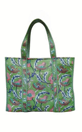 Handblock Printed Quilted Tote Bag without zip/button 17x18x 6 inches