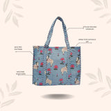 Handblock Printed Quilted Tote Bag without zip/button 17x18x 6 inches