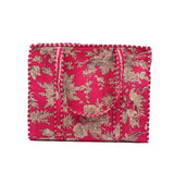 Handblock Printed Quilted Tote Bag without zip/button 17x18x 6 inches