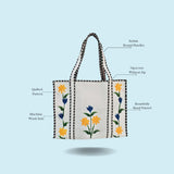 Hand-Painted Floral Tote Bag – Double-Sided Artisan Cotton Tote | Spacious Everyday Carry Bag (No Zip)- 17x18x6 inches