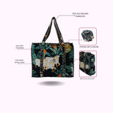 Handblock Printed Quilted Tote Bag with concealed zip ( 17x18x 6 inches)