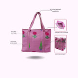 Handblock Printed Quilted Tote Bag with concealed zip ( 17x18x 6 inches)